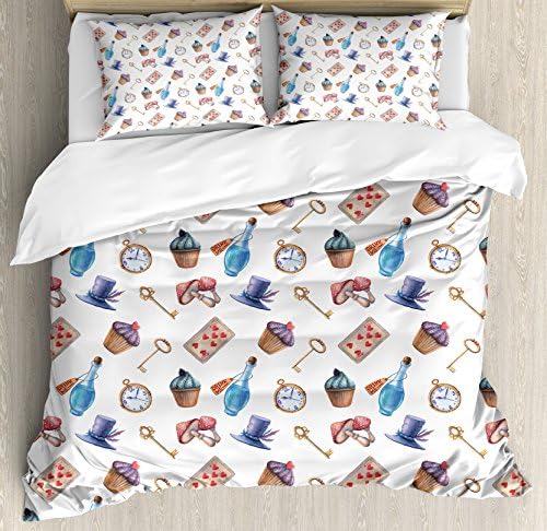 Ambesonne Alice in Wonderland Duvet Cover Set Ceil Blue
