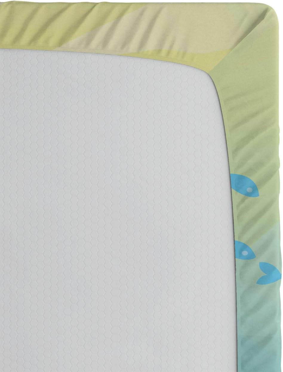Ambesonne Mermaid Fitted Sheet Coral Blue