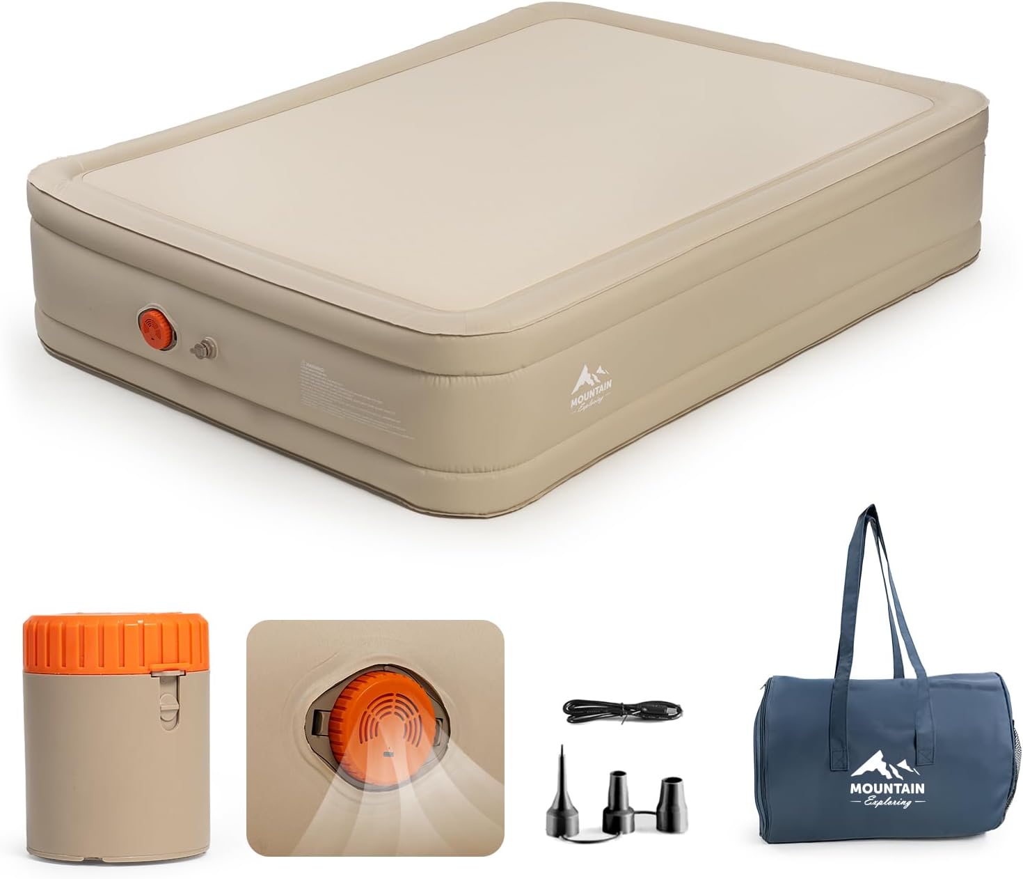 Penesa Queen Air Mattress with Built-in Pump and Carry Bag