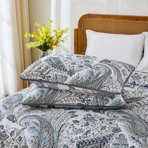 Cozaline 100 Cotton Queen Quilt Set with Paisley Design