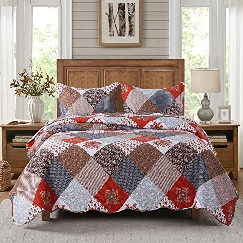 Travan Floral Printed Quilt Set King Size 3-Piece Reversible