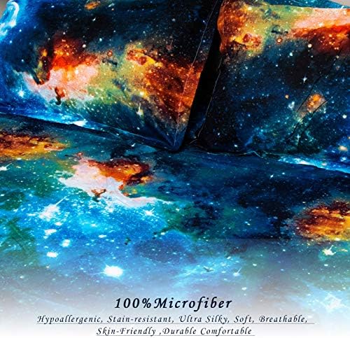 Bedlifes Galaxy Outer Space Sheet Set Blue Queen 3 pcs