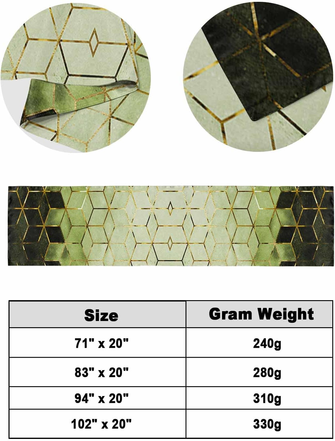 Marble Green King Size Bed Runner Scarf