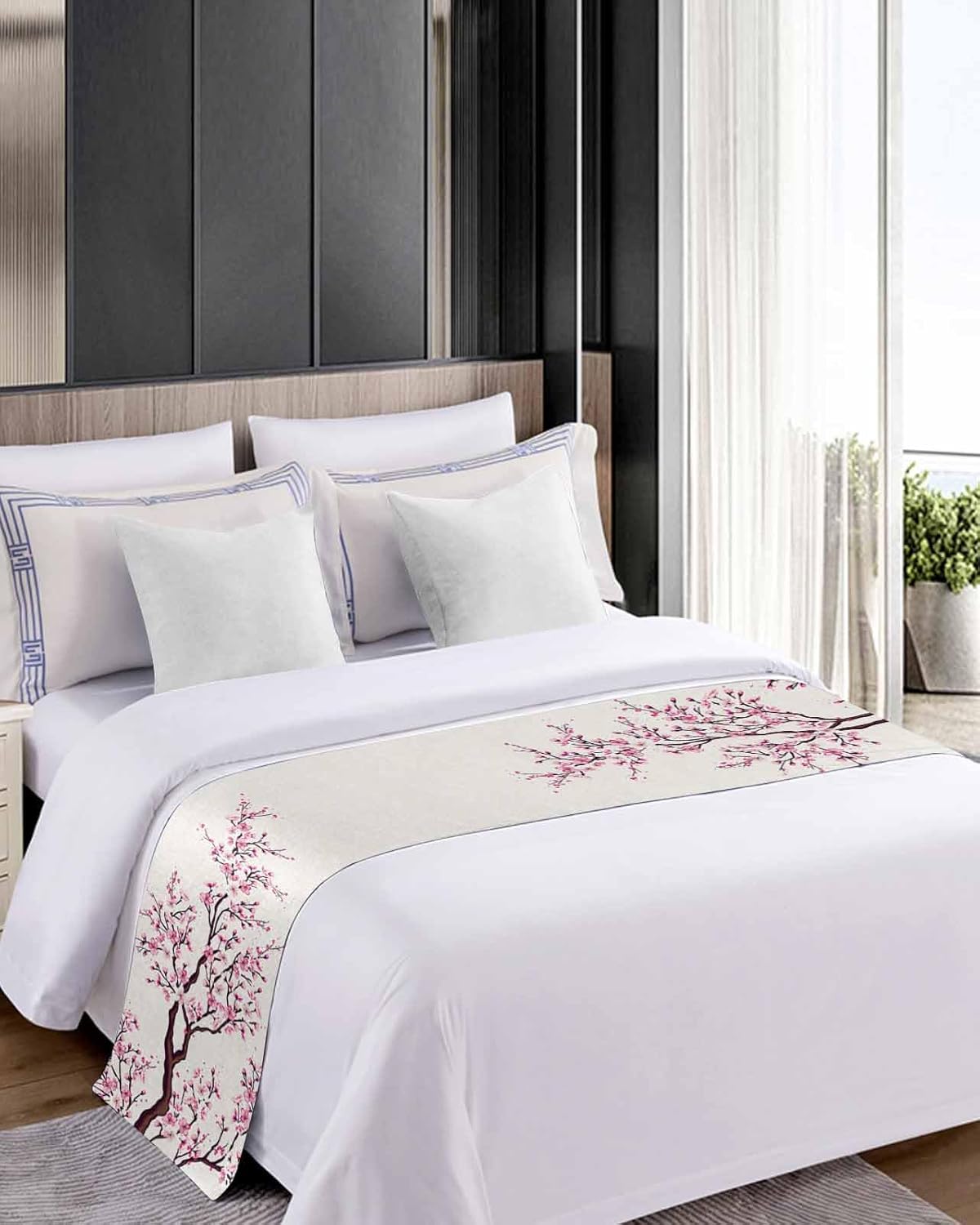 Cherry Blossom Bed Runner Scarf 71x20in Pink Design