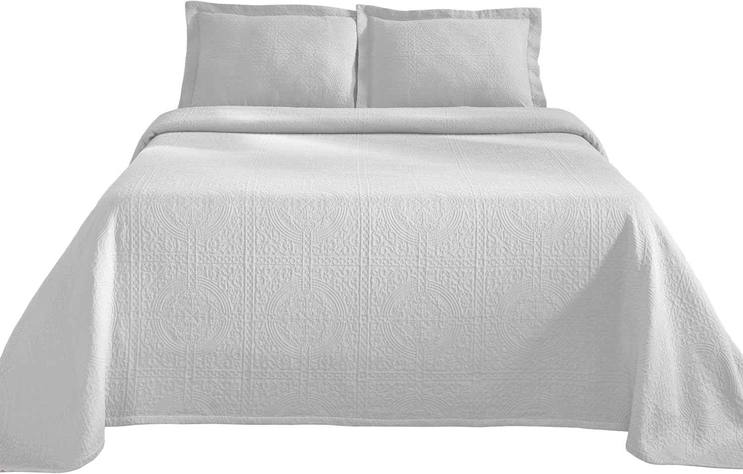 Superior Cotton Fleur De Lis Bedspread Set Full White 1