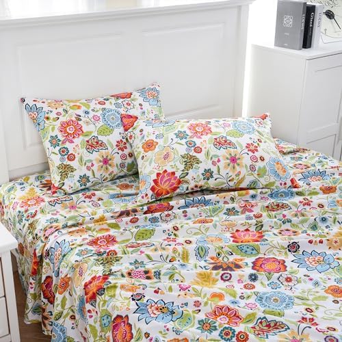 MEISHANG King Sheet Set - Floral Pattern Deep Pocket Ultra Soft