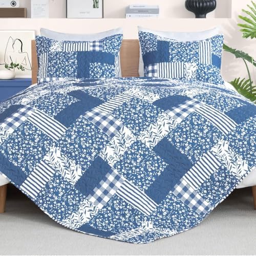 ROMROL King Size Floral Quilt Bedding Set 3 Piece