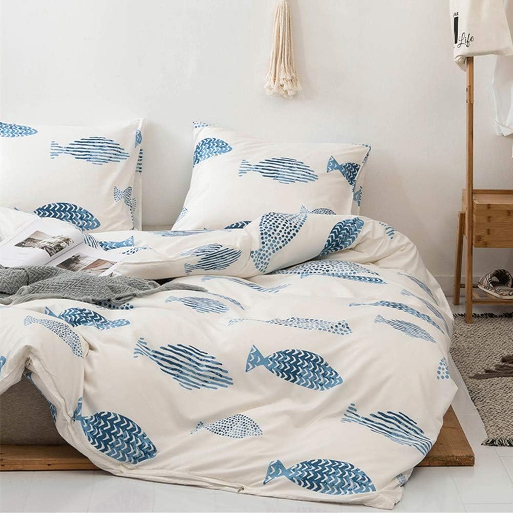 MOZEO Fish Print Duvet Cover Set Twin 2 Piece Kids Bedding