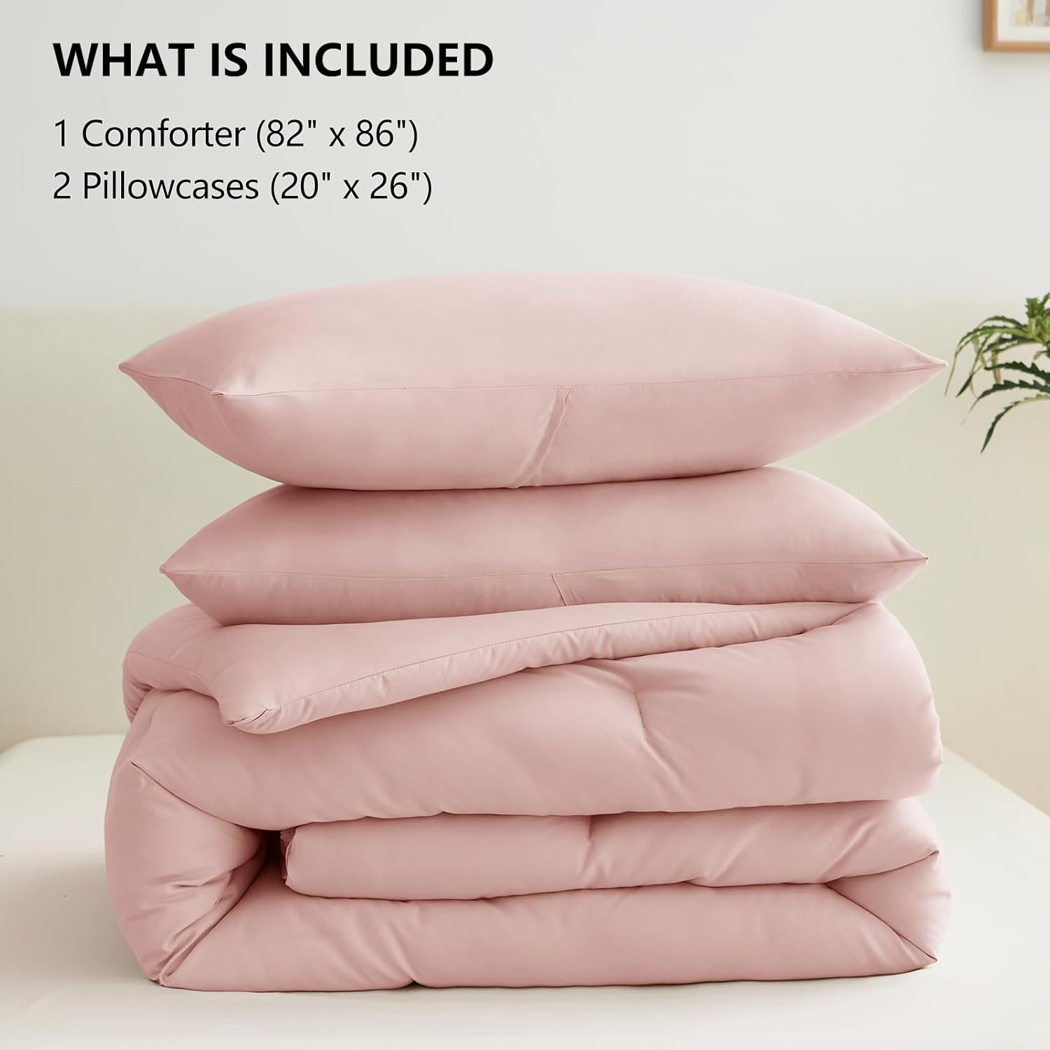 CozyLux Blush Pink Comforter Set for Girls 3 Pieces 1
