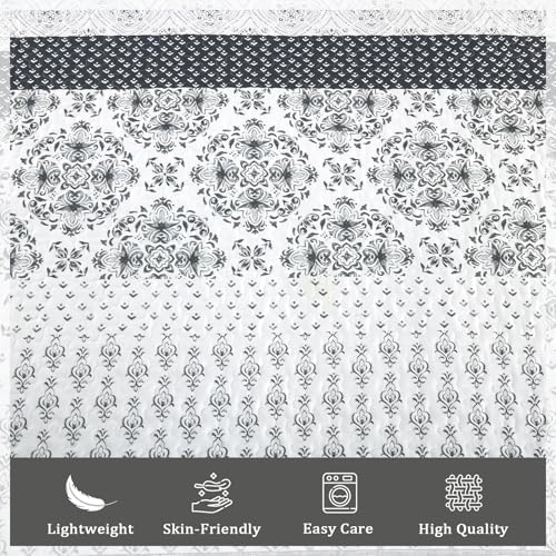 Dintszyayue Boho Quilt Set Queen Size Grey Striped