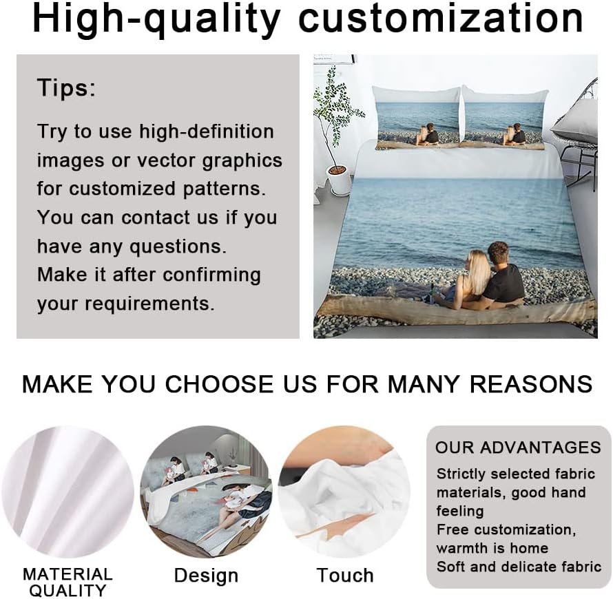 Custom Photo Duvet Cover Set with Zipper Closure