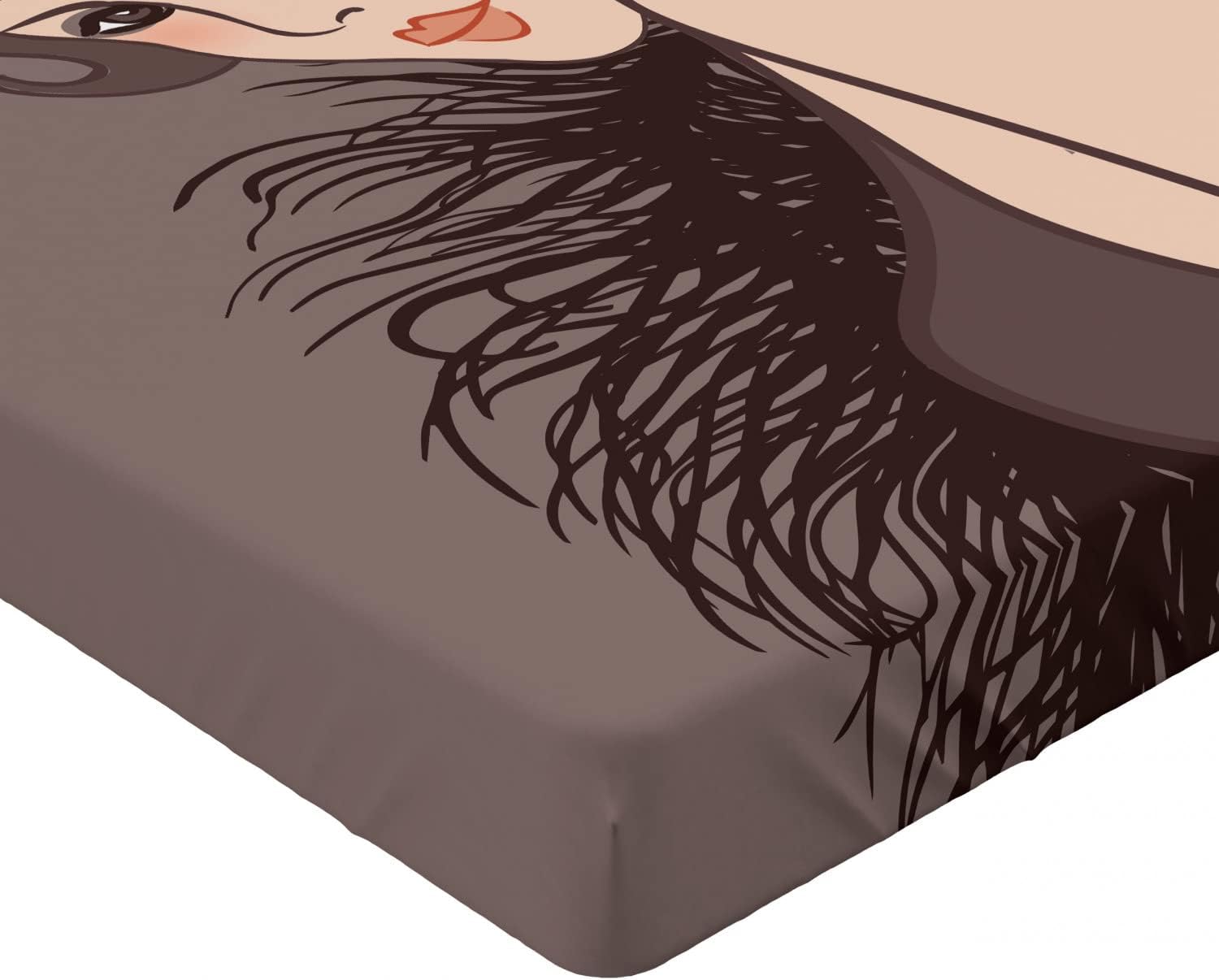 Ambesonne Pin Up Girl Fitted Sheet - Dark Taupe 1