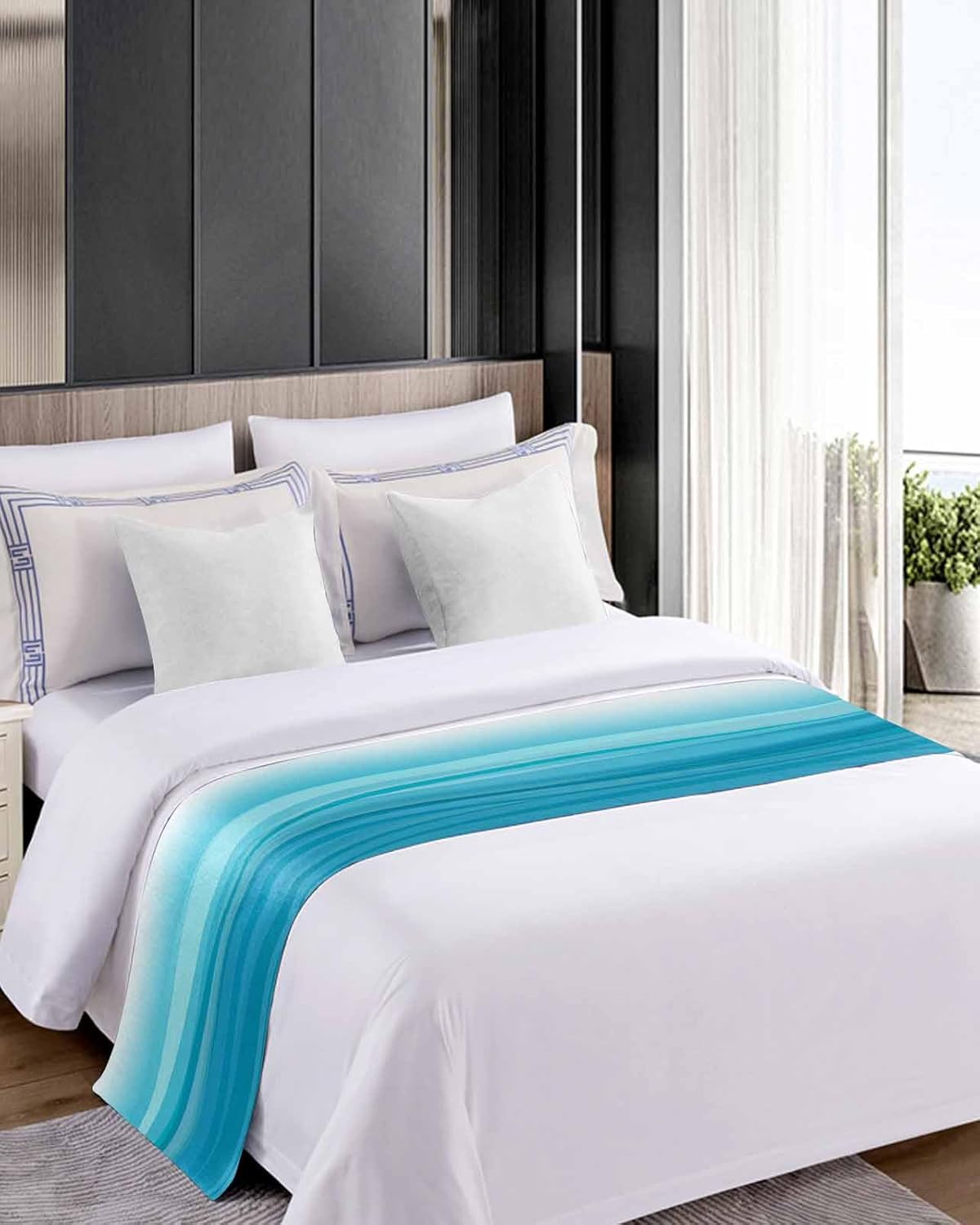 Jolunifun Queen Bed Runner Scarf 94x20 Inches