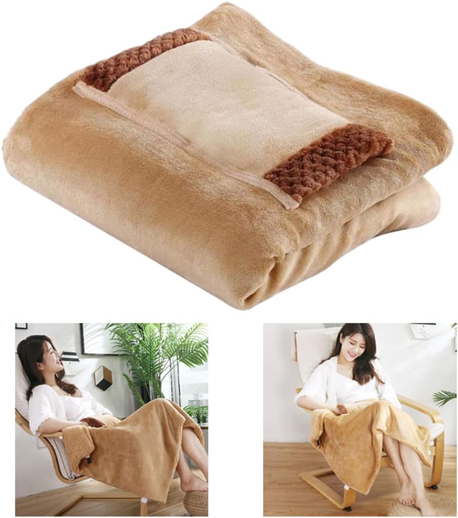 Heated Throw Blanket with USB Cable and Hand Warmer Pocket