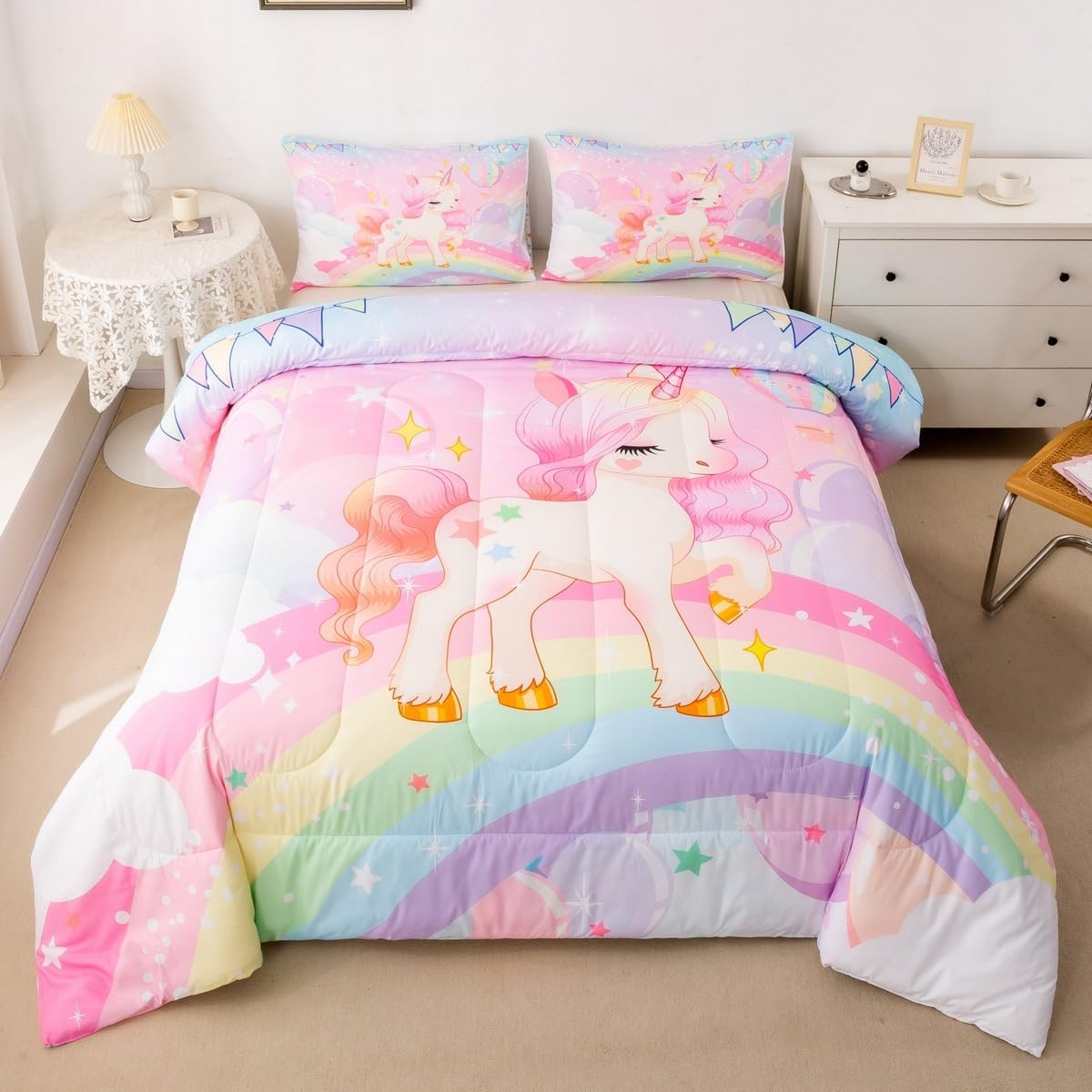 Feelyou Queen Comforter Set with Reversible Stars