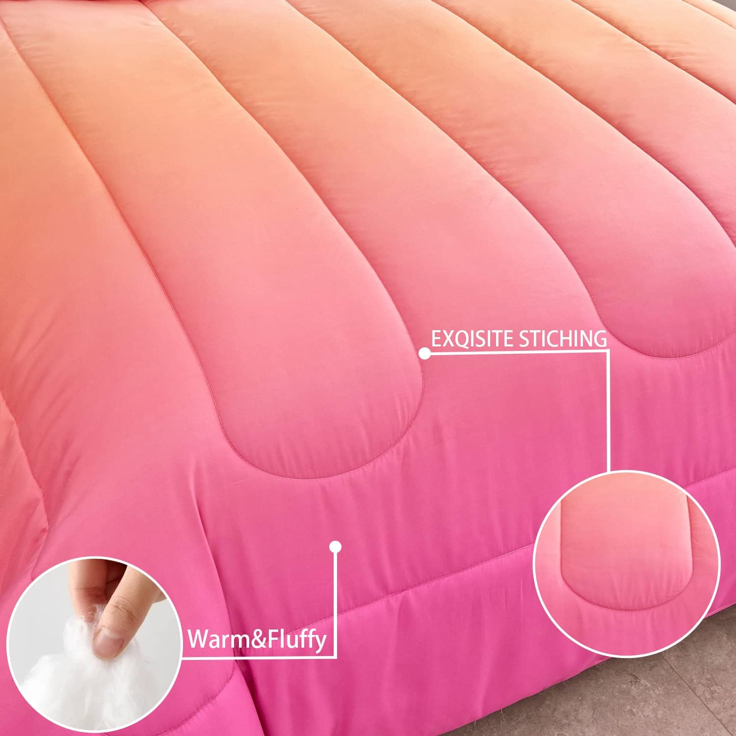 Yogeneg Rainbow Comforter Set for Kids Teens