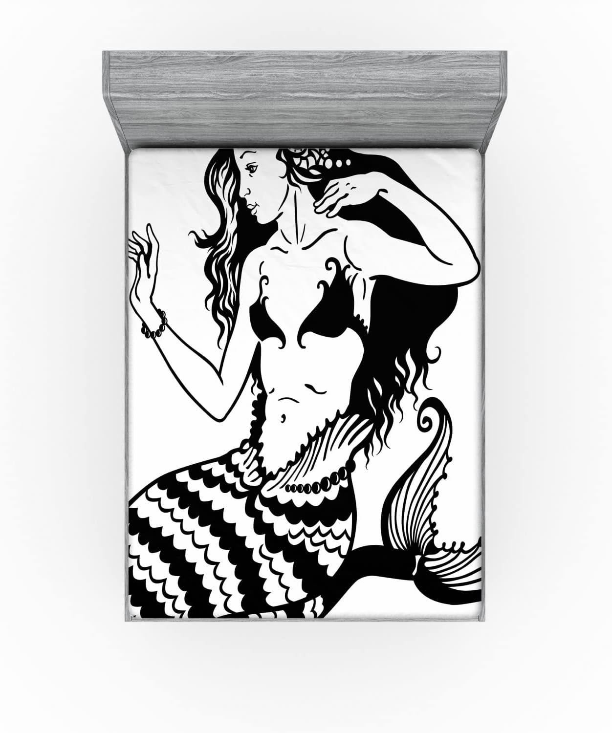 Ambesonne Underwater Fitted Sheet with Fish Tail Design