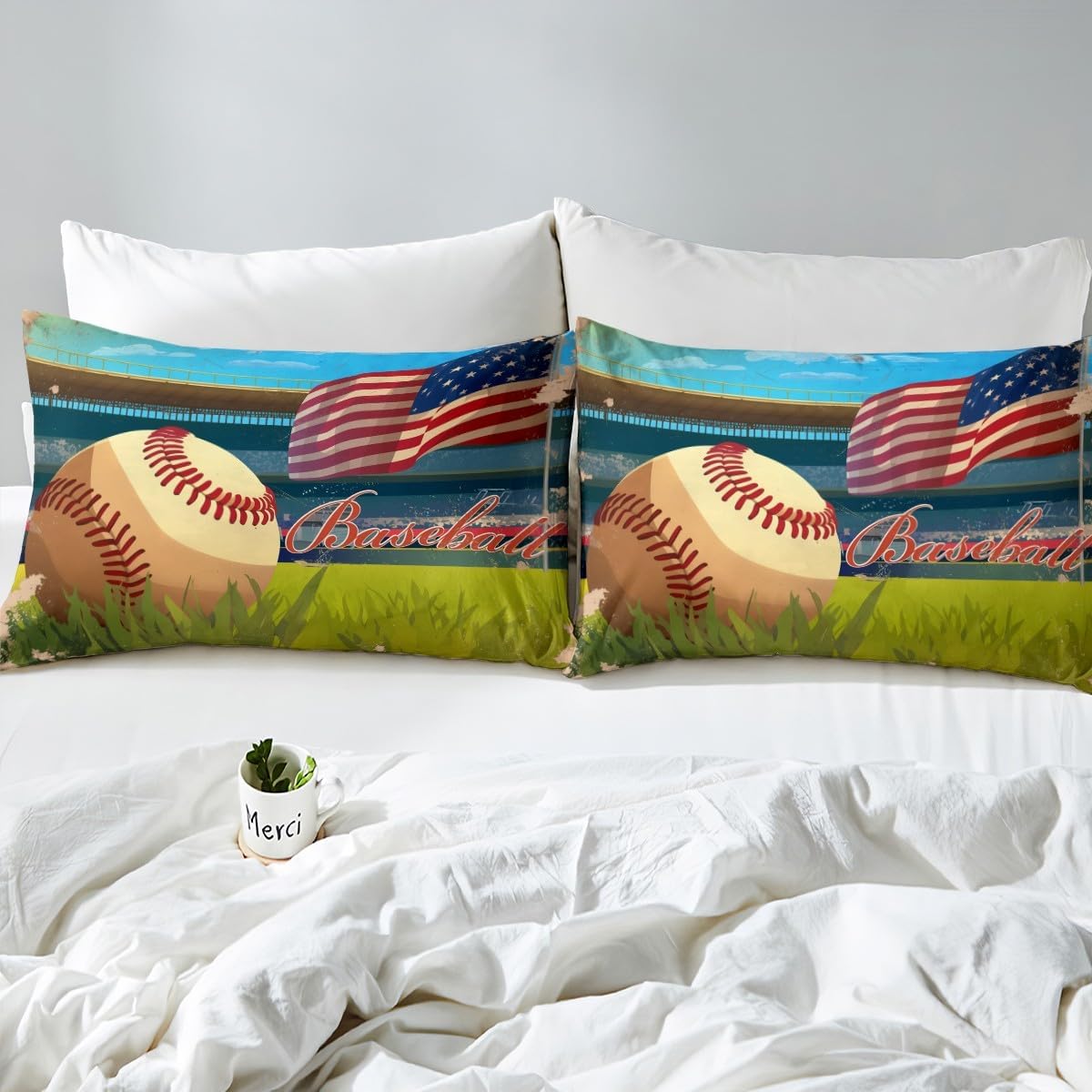 Erosebridal Baseball Fitted Sheet Twin Vintage Style