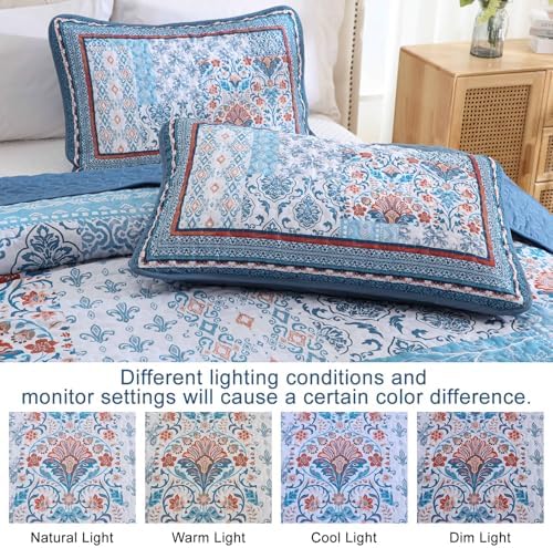 Wongs Bedding Blue Quilt Set Queen Size Bohemian