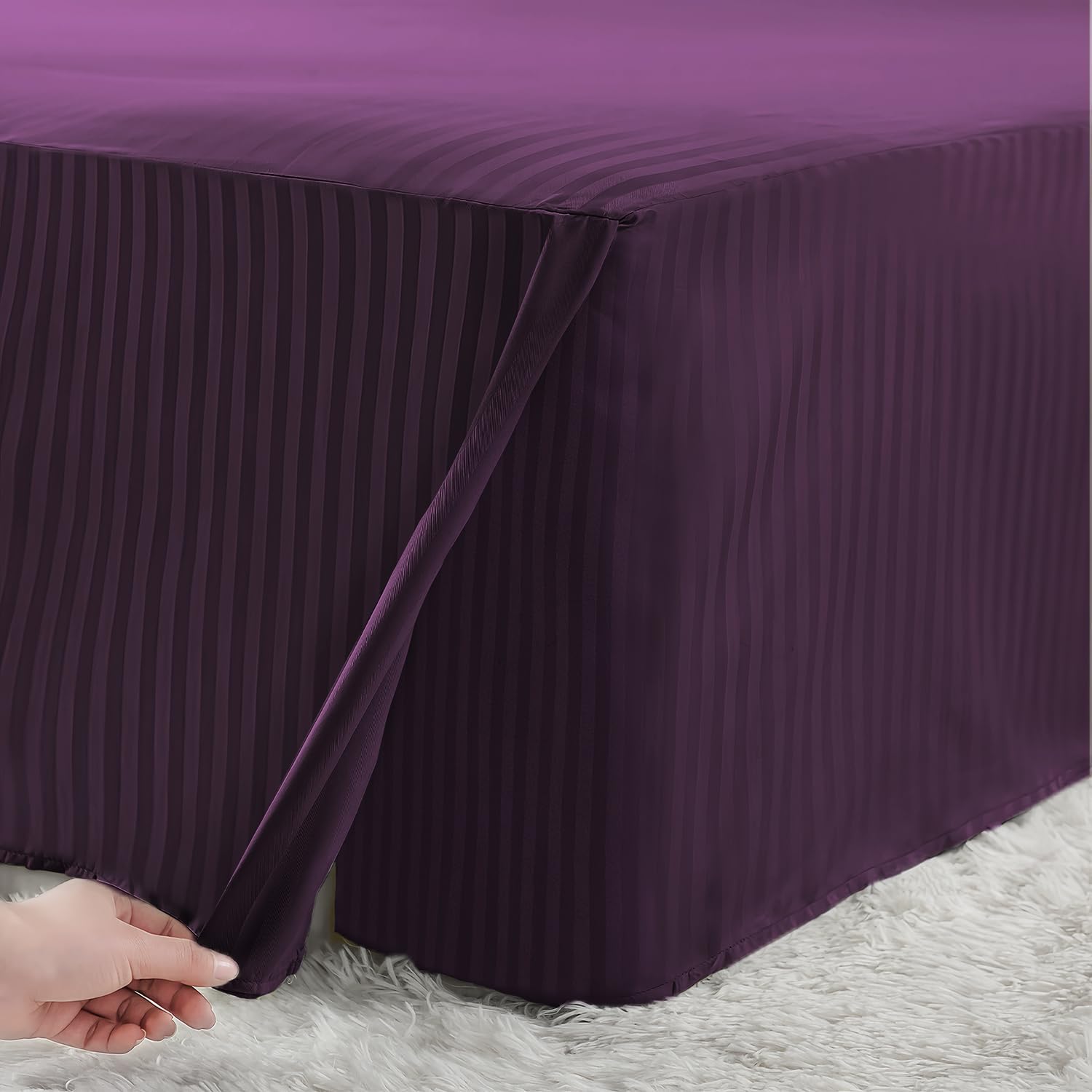 HENGWEITEXT Queen Bed Skirt Split Corners Pleated