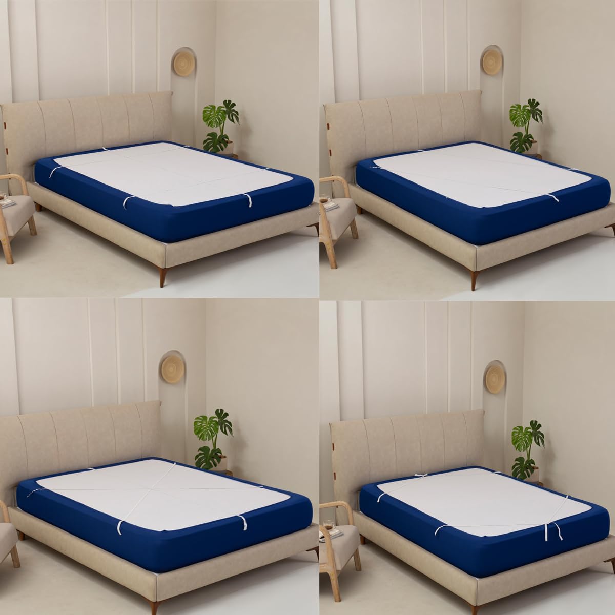 TSUTOMI Stretchy Box Spring Cover King Size Denim Blue 1
