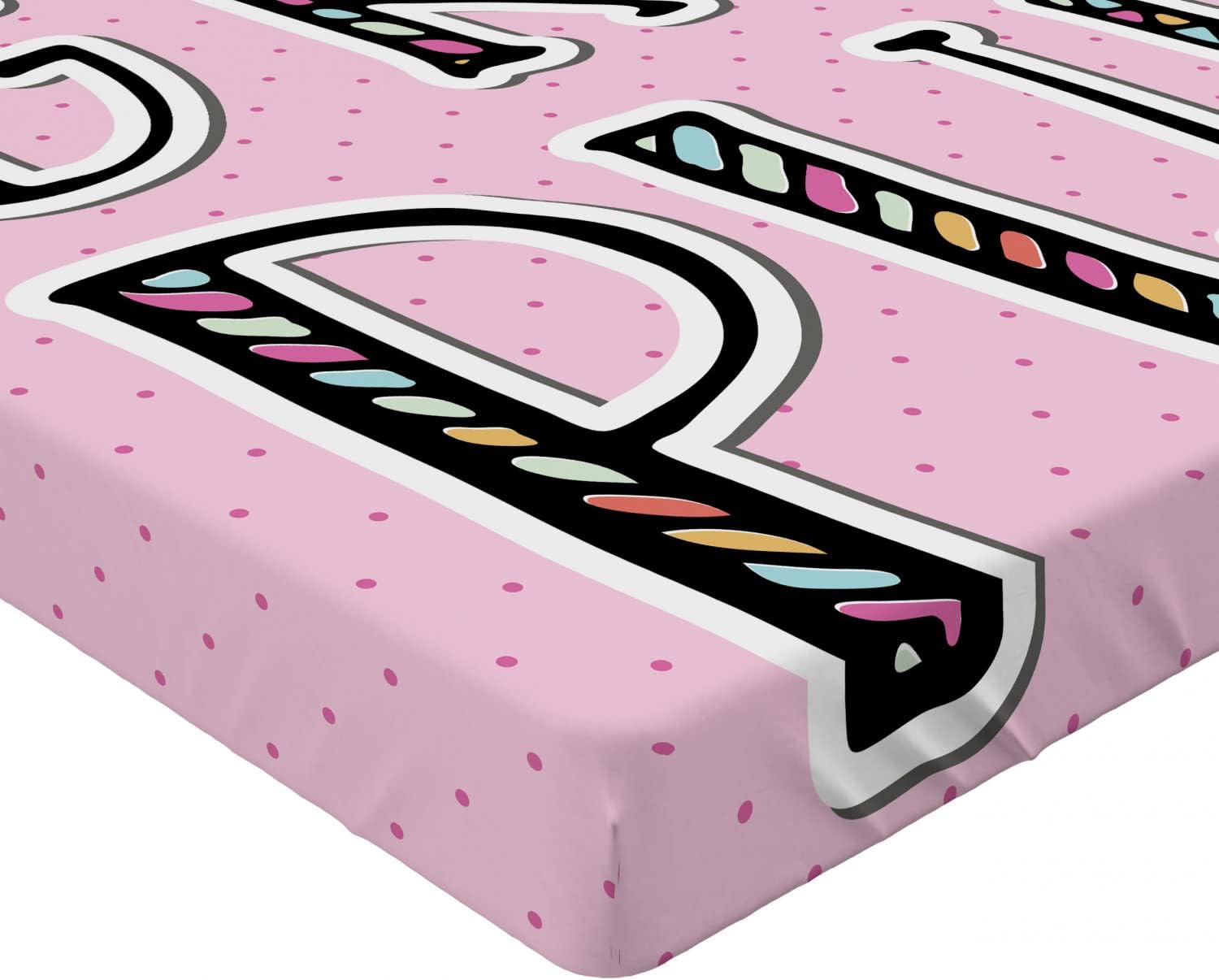 Ambesonne Girl Slogan Fitted Sheet - Multicolor
