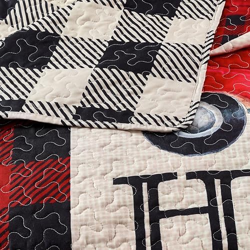 Virah Bella 3 Piece King Cabin Quilt Set - Strain Red Truck