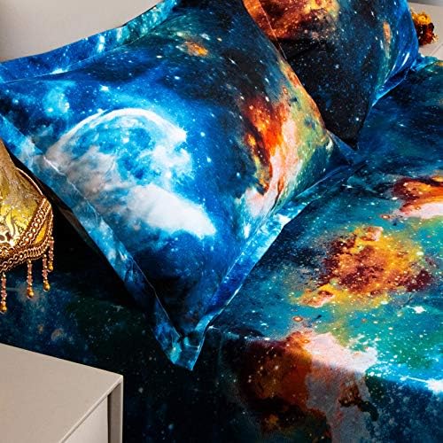 Bedlifes Galaxy Outer Space Sheet Set Blue Queen 3 pcs