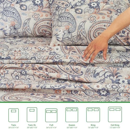 Gogreen Cal King Sheet Set 4PC Deep Pocket Paisley