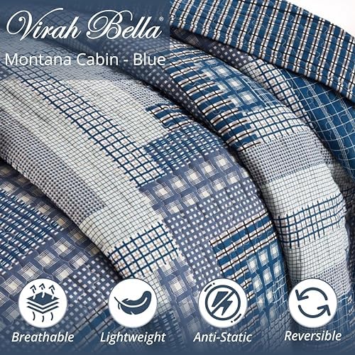 Virah Bella 3-Piece King Cabin Quilt Set - BlueGray