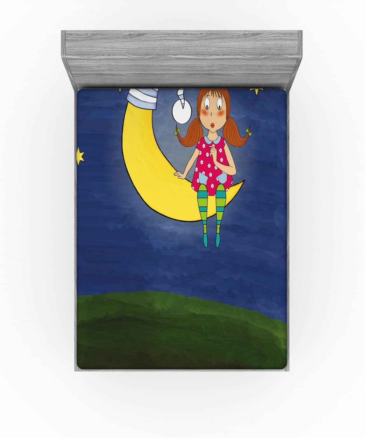 Ambesonne Moon Fitted Sheet Multicolor