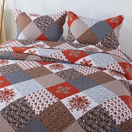 Travan Floral Printed Quilt Set King Size 3-Piece Reversible