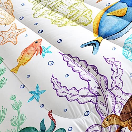 Turtle Comforter Set Twin Ocean Sea Turtle Bedding Set with 2 Pillowcases