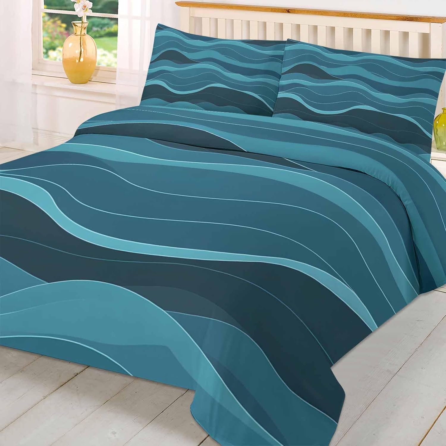 3 Piece Duvet Cover Set with Zipper Closure and Pillowcases