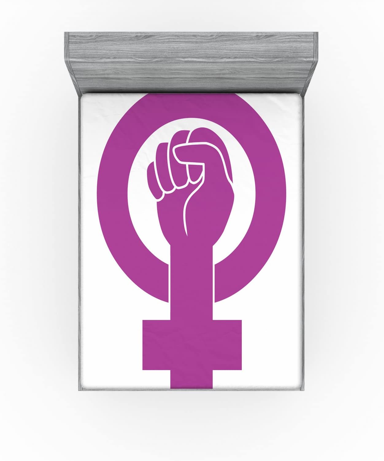Ambesonne Girl Power Fitted Sheet California King Purple White