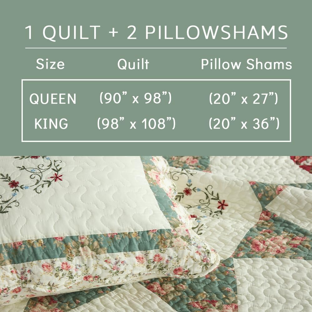 Cotton Bedspread Quilt Set 3 Pieces Reversible King Size