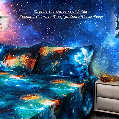 Bedlifes Galaxy Outer Space Sheet Set Blue Queen 3 pcs