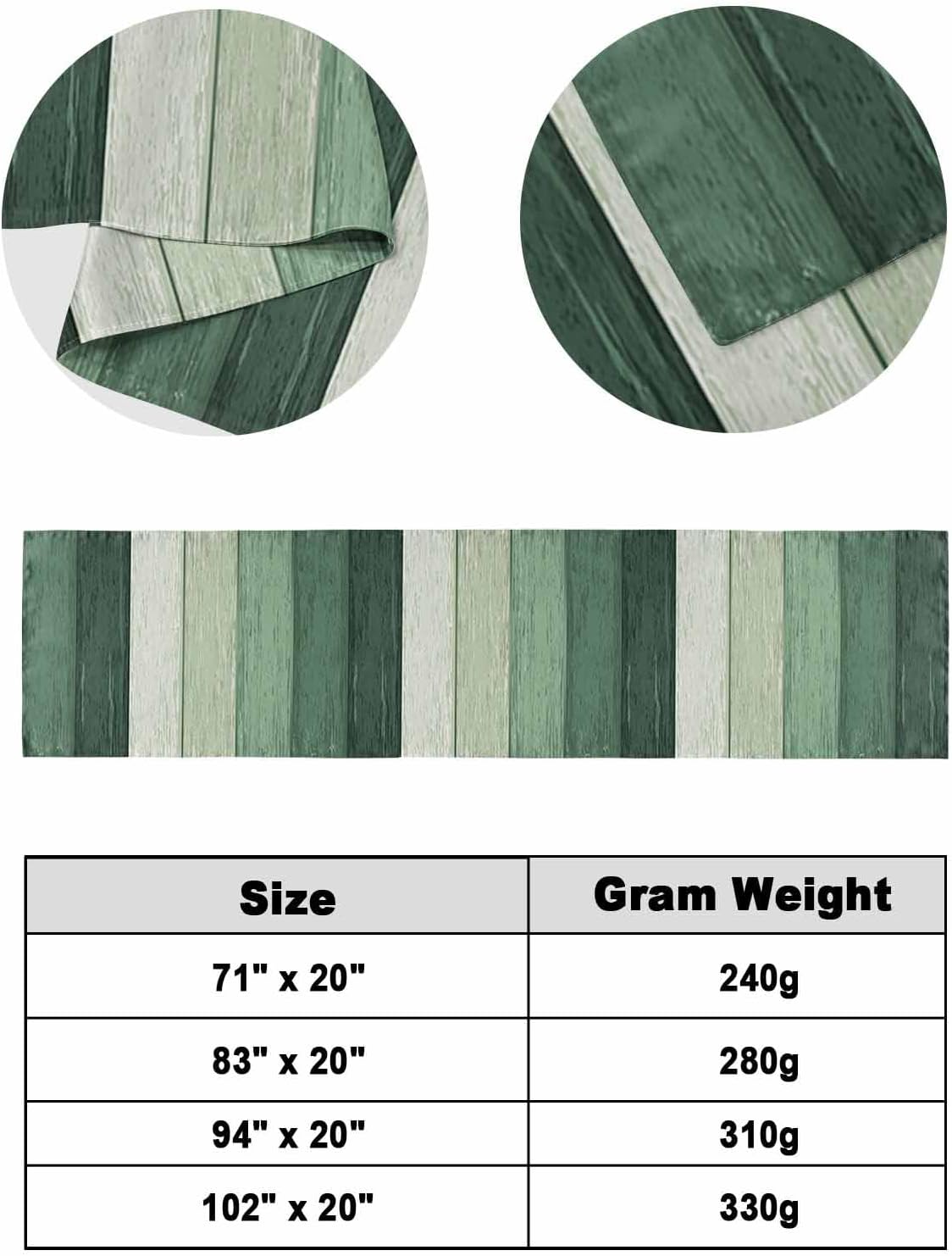 Stripe Bed Runner Scarf - Sage Green Striped Gradient