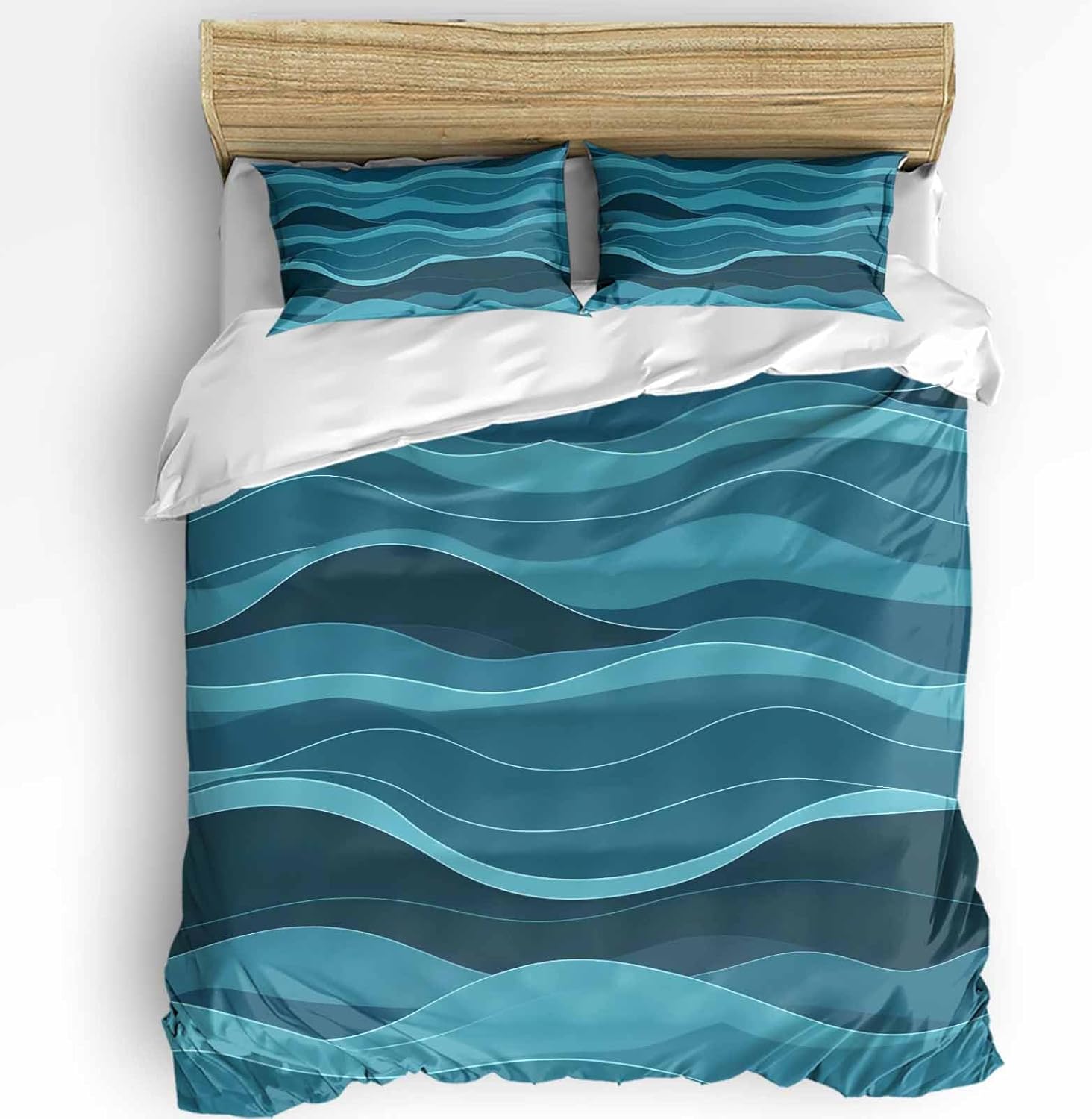 3 Piece Duvet Cover Set with Zipper Closure and Pillowcases