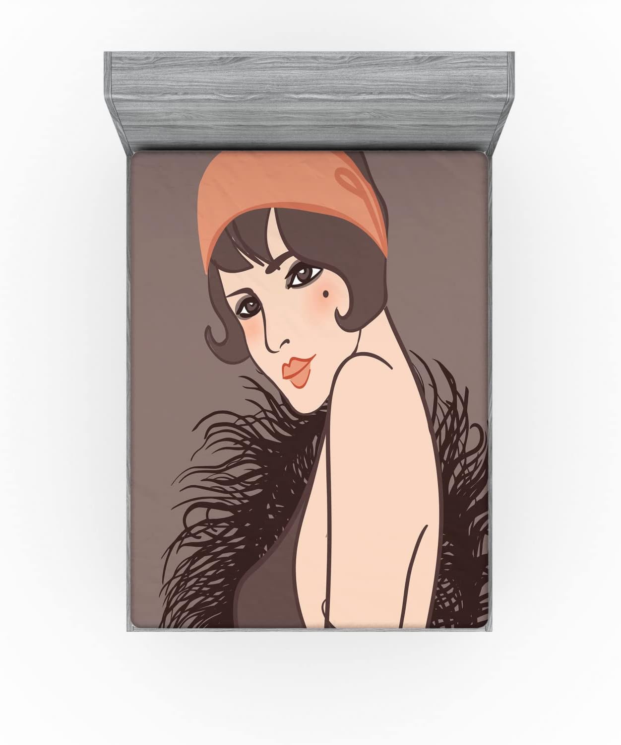 Ambesonne Pin Up Girl Fitted Sheet - Dark Taupe 1