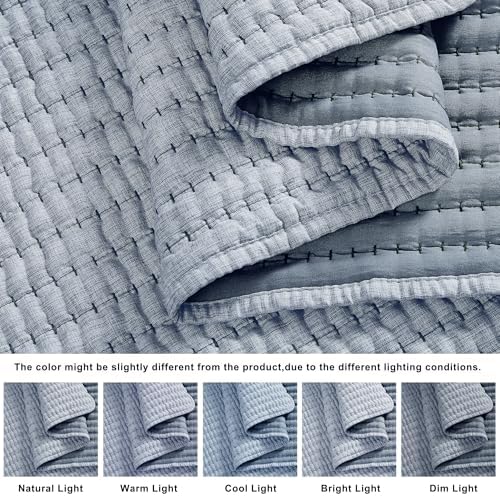 WDCOZY Chambray Pick Stitch Twin Quilt Set 1