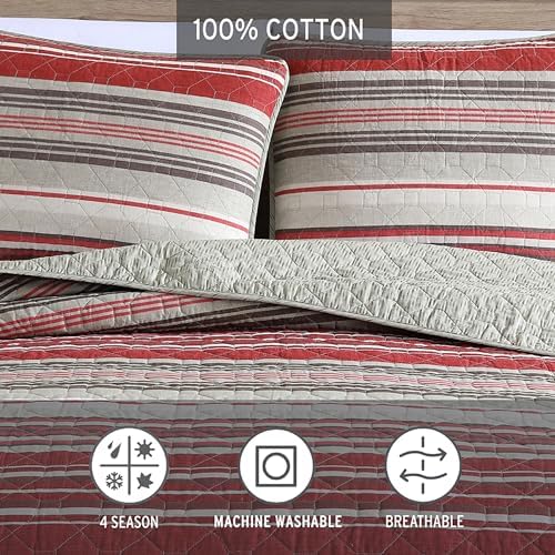 Eddie Bauer King Quilt Set - Reversible Cotton Bedding with Matching Shams