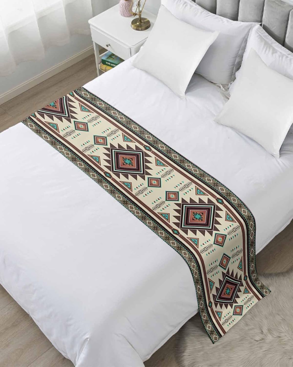 Ldtrchee Cal King Bed Runner - Native American Western Style 102x20in