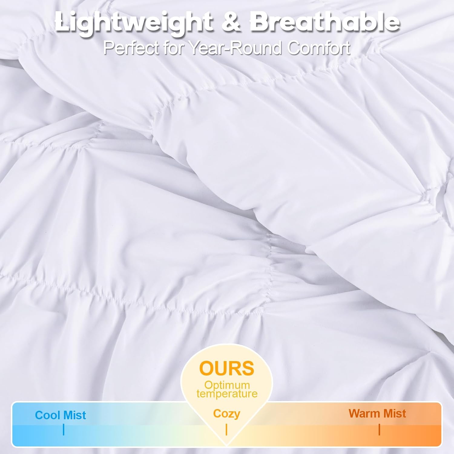 Uspring White King Quilt Comforter Set 3 Piece