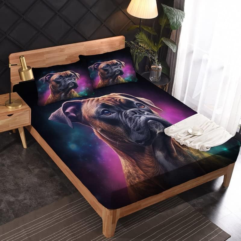 Boxer Dog Sheets California King Set - 4 Piece Microfiber