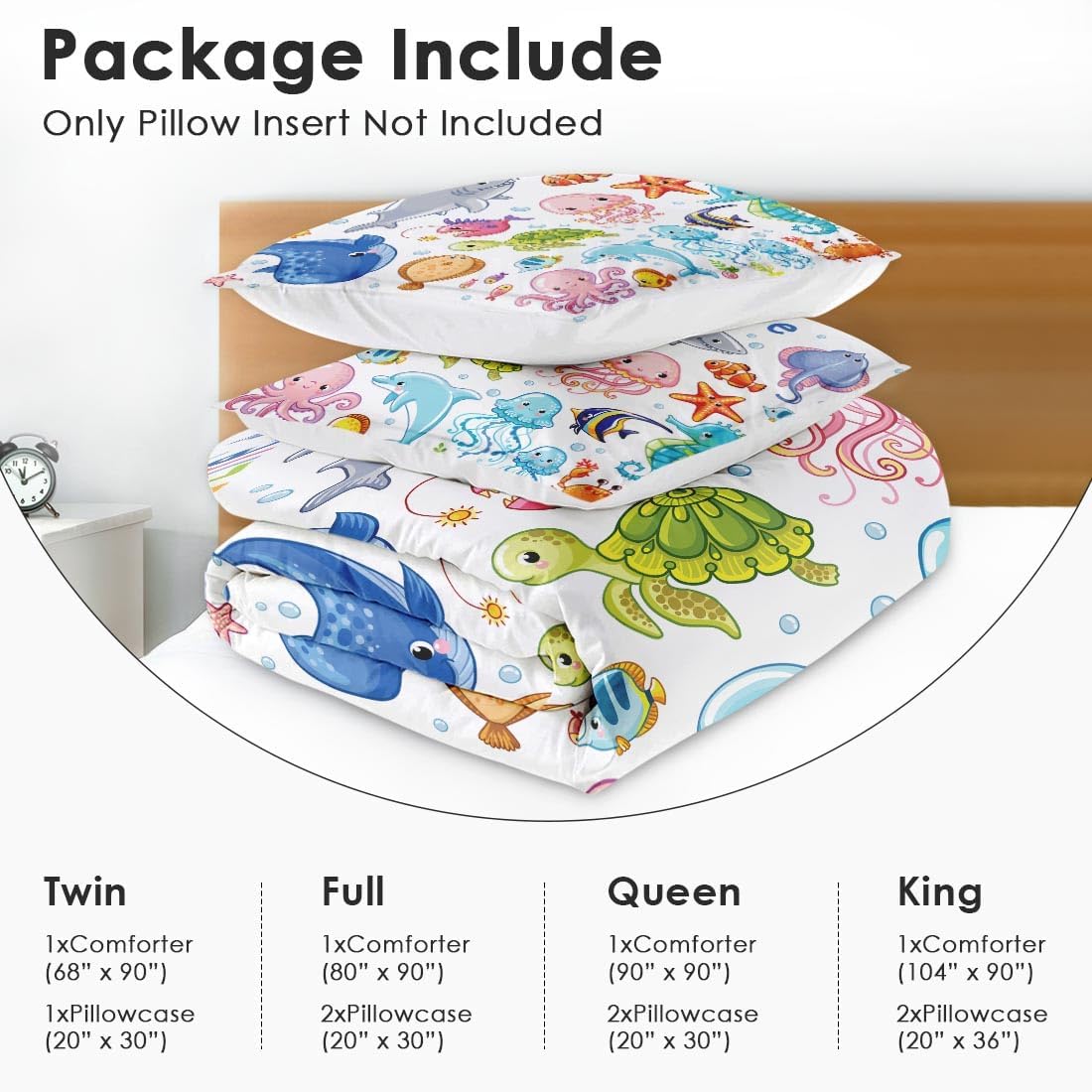 Nesphy Sea Turtle Animal Fish Comforter Set 2 Piece