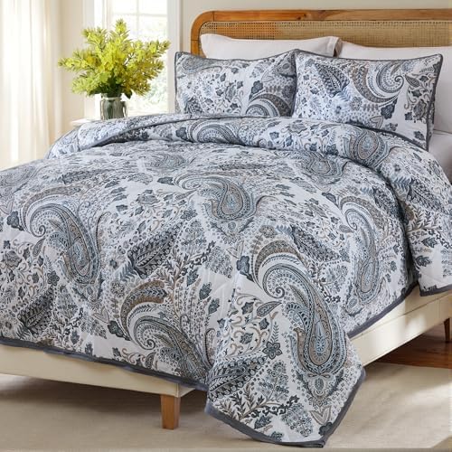 Cozaline 100 Cotton Queen Quilt Set with Paisley Design