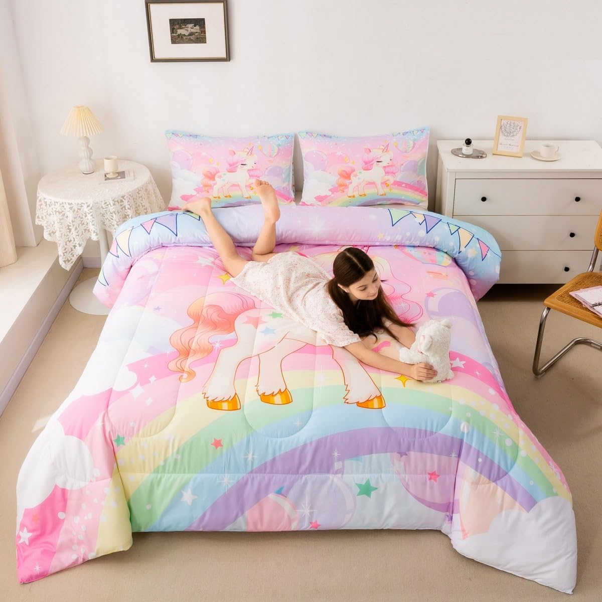 Feelyou Queen Comforter Set with Reversible Stars
