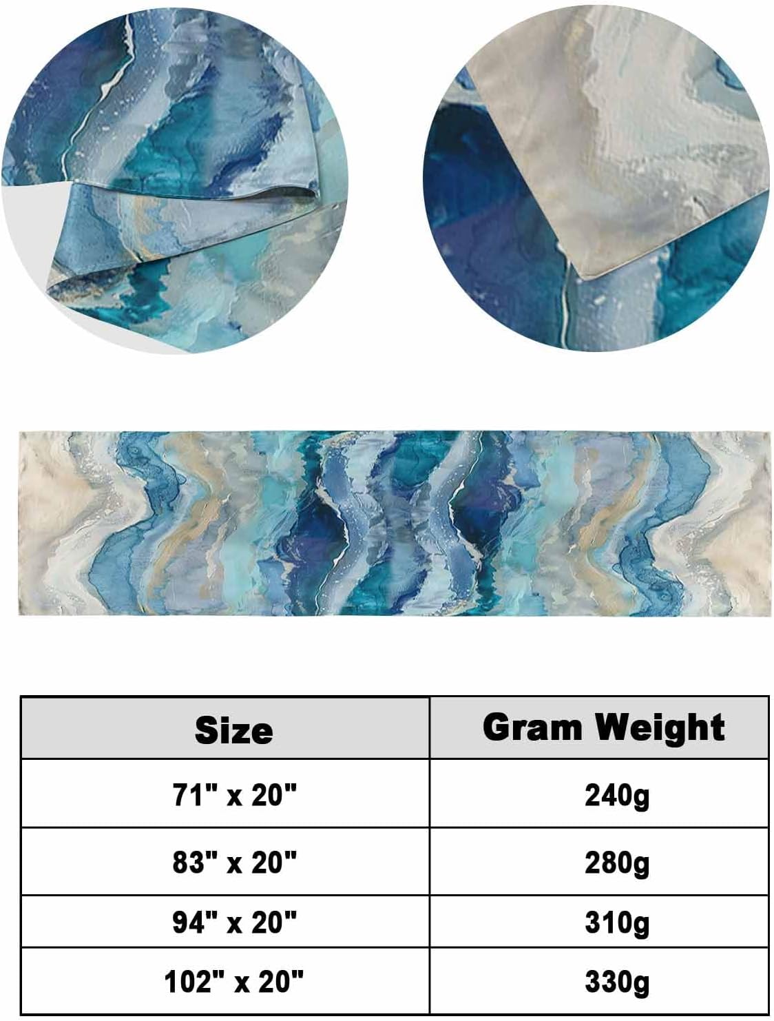 Homechoid Blue Coastal Bed Runner 94x20 Inches