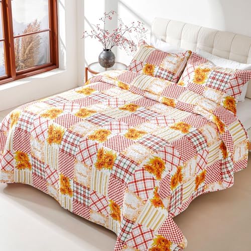 EVENHUG Cotton Quilt Set Twin Size Reversible
